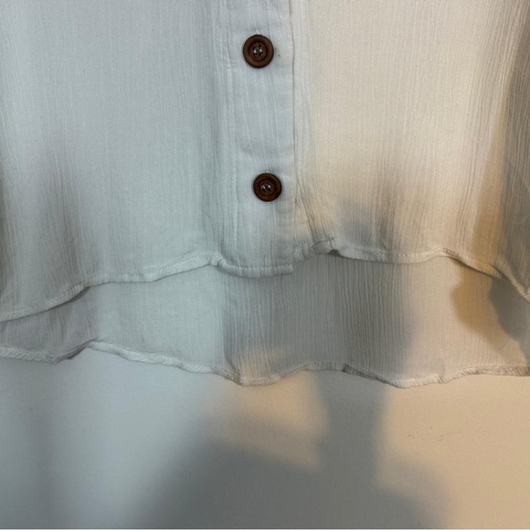 Ardene Cream V-Neck Button Front Top - Size L - Picture 7 of 7